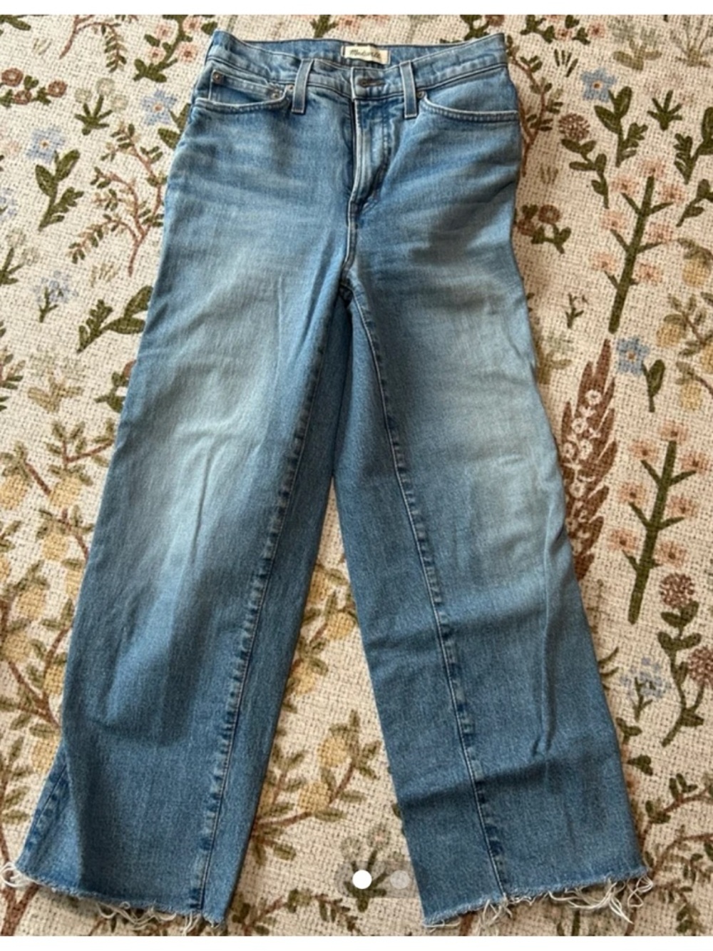 Madewell Light Blue Wide-Leg Jeans with Raw Hem